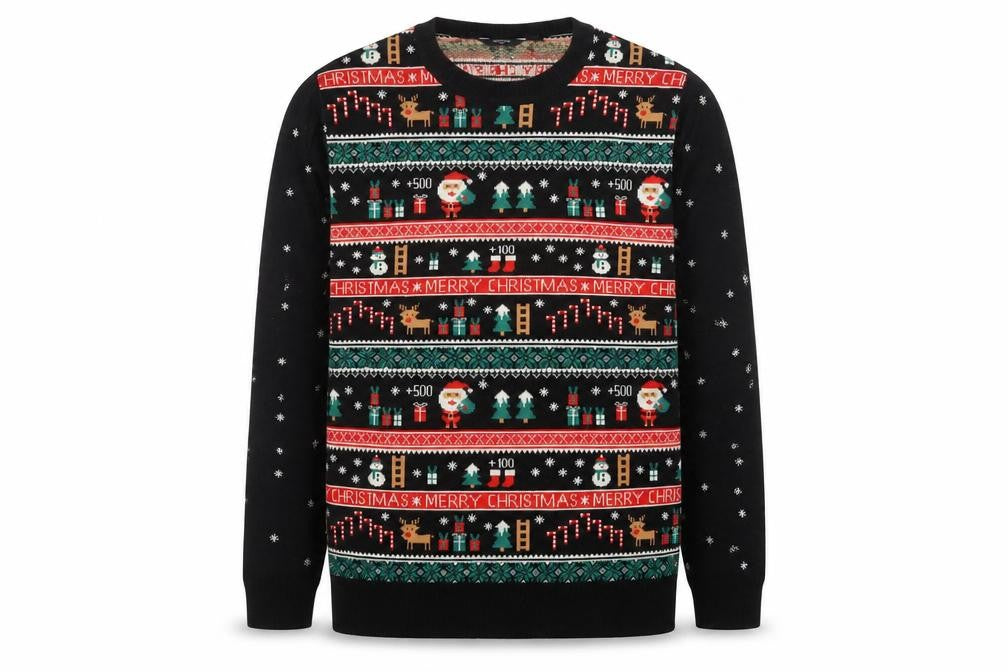 ESMARA Men Black Christmas Fair Isle Acrylic Pullover Jumper XL