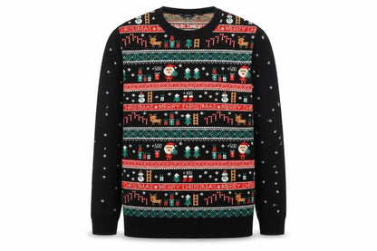 ESMARA Men Black Christmas Fair Isle Acrylic Pullover Jumper XL