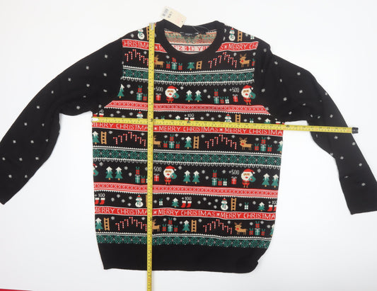 Esmara Men Black Christmas Fair Isle Acrylic Pullover Jumper XL