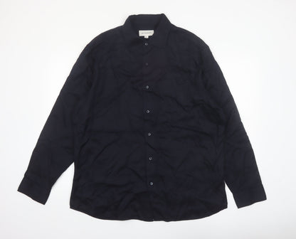 Marks and Spencer Autograph Men's Blue XL Lyocell Long Sleeve Button-Up Shirt