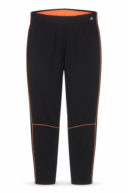 Front view of Papaya Active Black Orange Trim Women's M Leggings Polyester Elastane