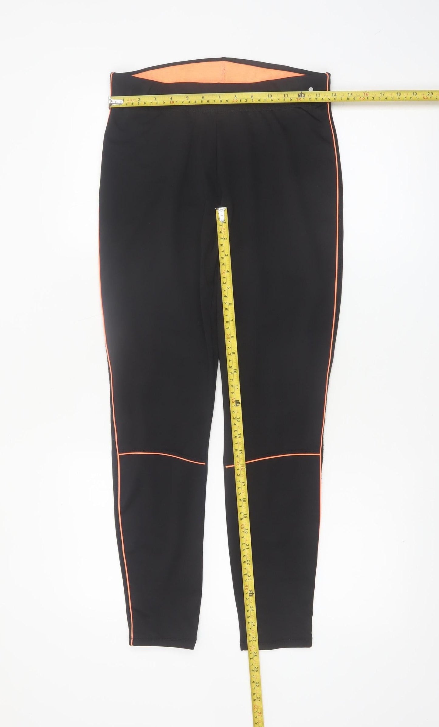 Papaya Active Black Orange Trim Women's M Leggings Polyester Elastane