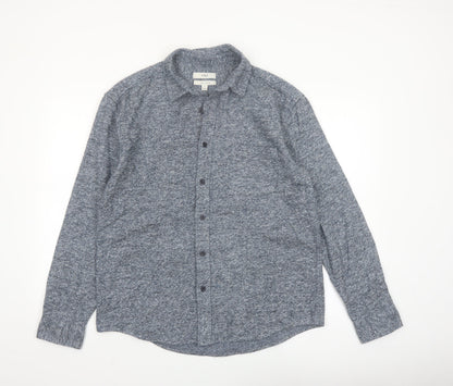 Marks and Spencer Men’s Blue Cotton Button-Up Long Sleeve Shirt M