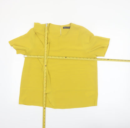 Marks and Spencer Women Petite Yellow Ruffle Blouse Size 14