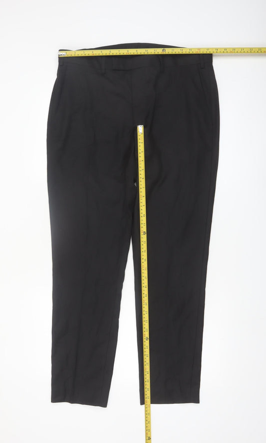 Marks and Spencer Men's Black Slim Fit Dress Trousers 36x31
