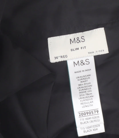 Marks and Spencer Men's Black Slim Fit Dress Trousers 36x31