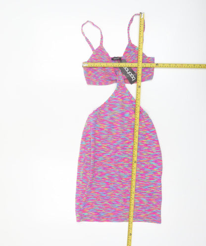 Boohoo Women's Multicoloured Size 8 Bodycon Cut Out Midi Dress