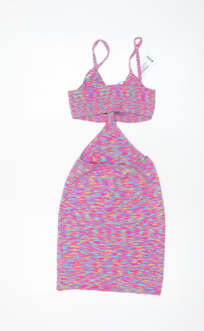 Boohoo Women's Multicoloured Size 8 Bodycon Cut Out Midi Dress