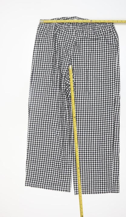 Marks and Spencer Women Black Check Cotton Pyjama Pants L