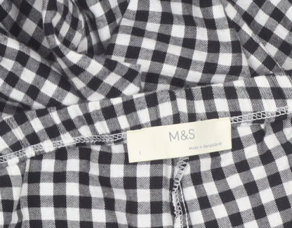 Marks and Spencer Women Black Check Cotton Pyjama Pants L