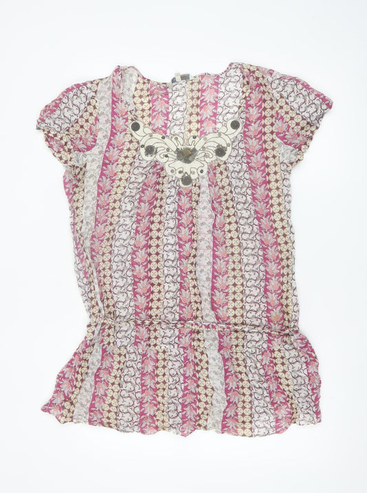 Rocha John Rocha Women's Pink Floral Cotton Tunic Blouse Size 18