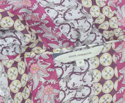 Rocha John Rocha Women's Pink Floral Cotton Tunic Blouse Size 18