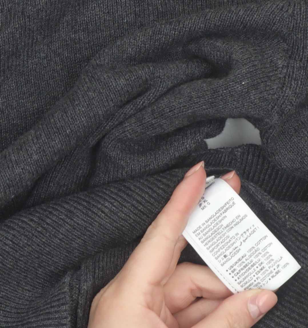 Amazon Essentials Men Grey Cotton Button Cardigan L Regular Fit