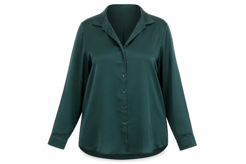 New Look Women Green Button-Up Blouse UK 14 100% Polyester