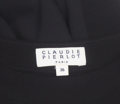 Claudie Pierlot Women Black 8 Pleated Shift Knee Length Dress