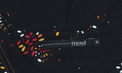 Trend by Captain Tortue Black Floral A-Line Zip Belted Dress Size 10