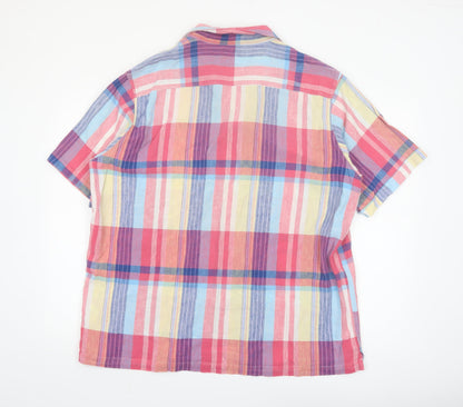 Stone Bay Men's Multicoloured Check Linen Cotton Short Sleeve Shirt XL