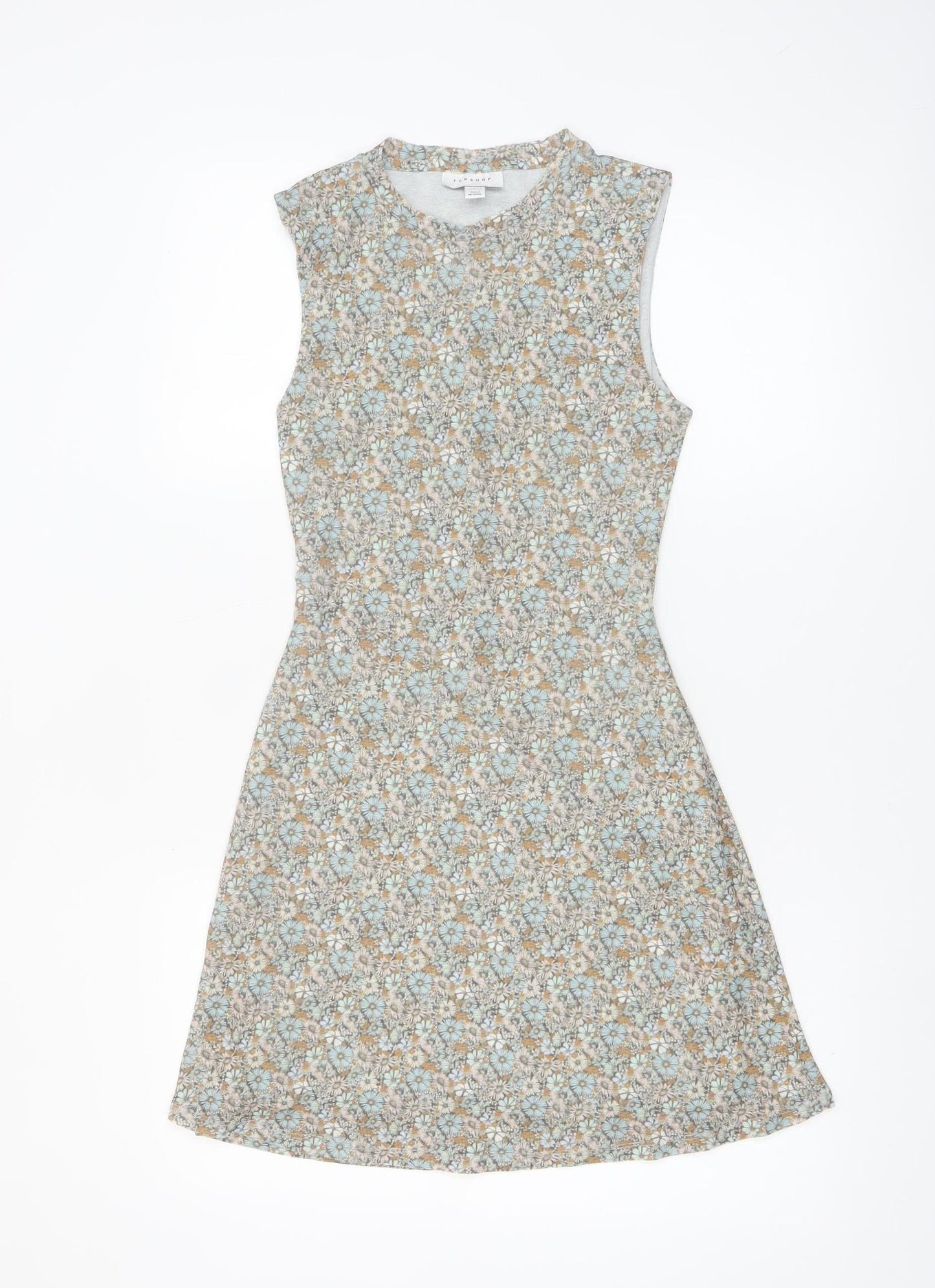 Topshop Women's Multicoloured Floral A-Line Sleeveless Dress Size 8