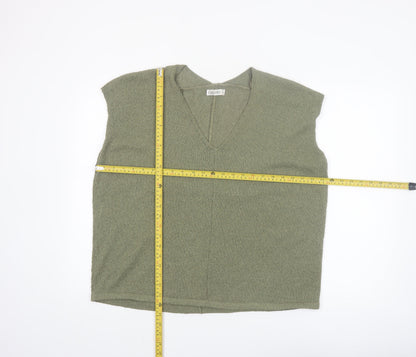 Gallery Women Green V-Neck Sleeveless Knit Tank Top M