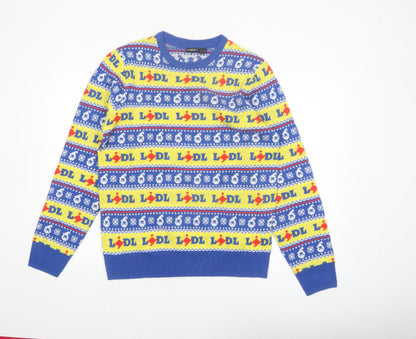 Livergy Men’s Blue Lidl Christmas Fair Isle Crew Neck Jumper M