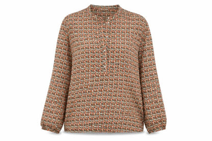 Gallery Women's Multicoloured Geometric Polyester Long Sleeve Tunic Blouse Size 16