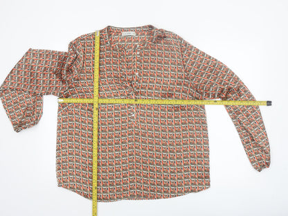 Gallery Women's Multicoloured Geometric Polyester Long Sleeve Tunic Blouse Size 16