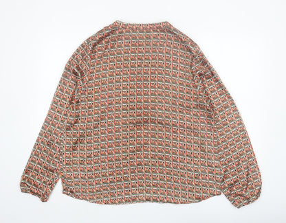 Gallery Women's Multicoloured Geometric Polyester Long Sleeve Tunic Blouse Size 16