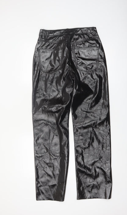 Vero Moda Women Black Glossy Straight Trousers Size 10