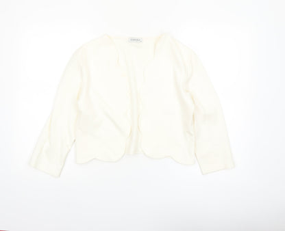 Zapara Women Ivory Cropped Long Sleeve Jersey Blouse Size 14