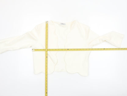 Zapara Women Ivory Cropped Long Sleeve Jersey Blouse Size 14