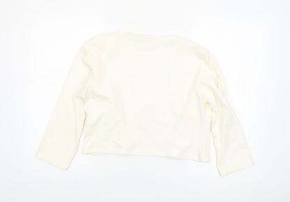 Zapara Women Ivory Cropped Long Sleeve Jersey Blouse Size 14