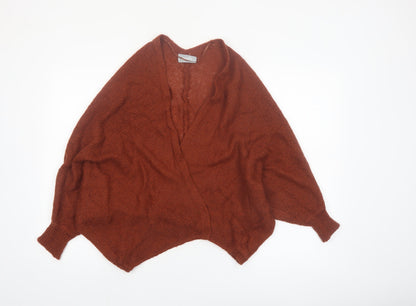 Wallis Women’s Brown Wrap Knit Jumper S V-Neck Dolman Sleeve