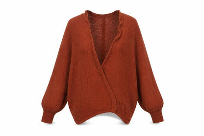Wallis Women’s Brown Wrap Knit Jumper S V-Neck Dolman Sleeve