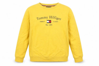 Tommy Hilfiger Boys Yellow Pullover Sweatshirt Size 176 Crew Neck Logo