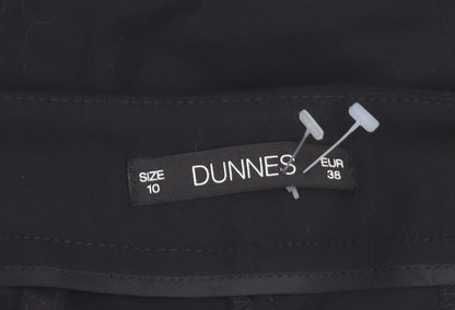 Dunnes Women Black Size 10 Cotton Blend Straight Leg Trousers