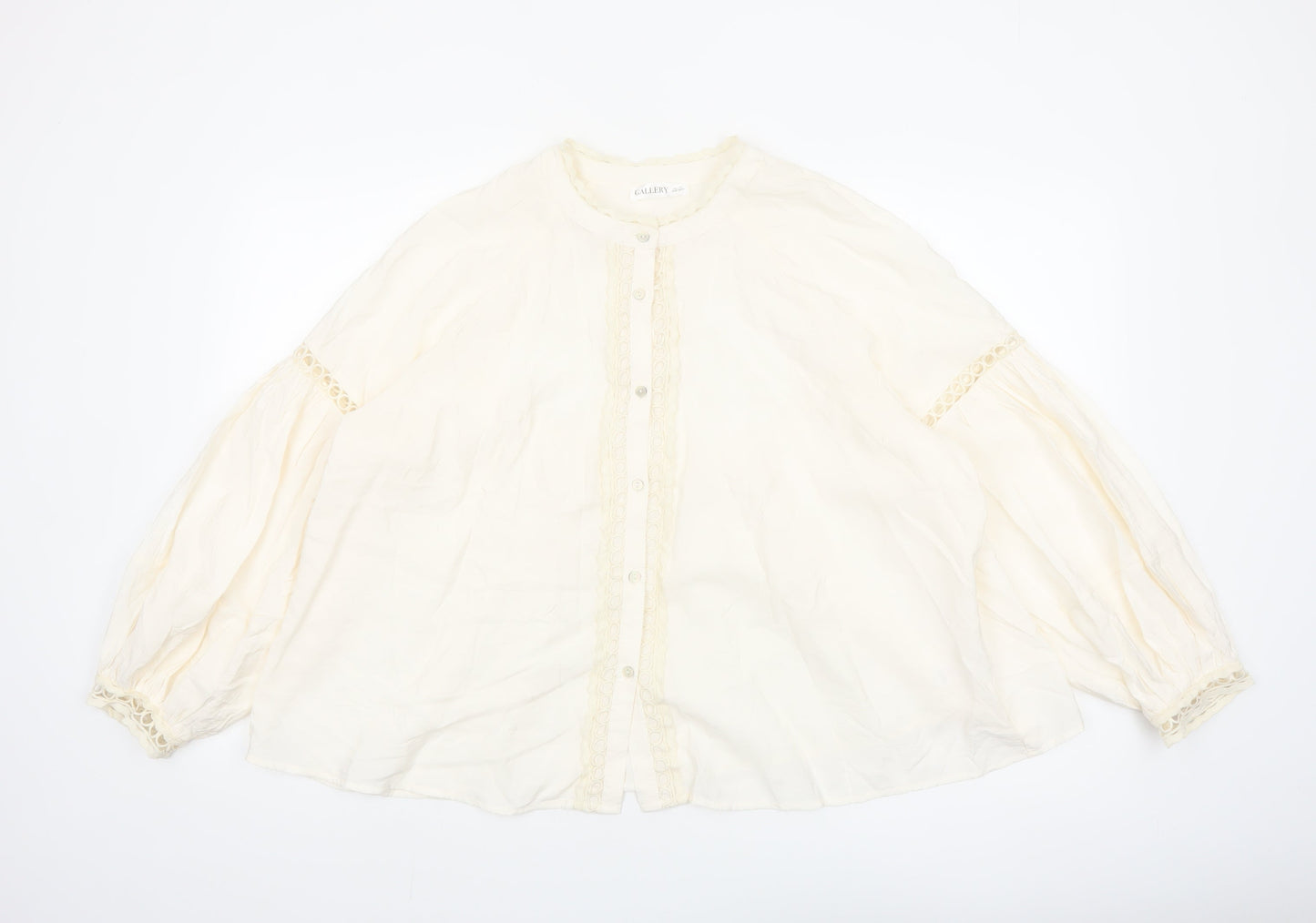 Gallery Women’s Ivory Bohemian Button Blouse XL Relaxed Fit