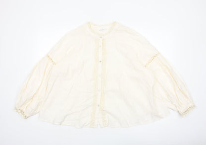 Gallery Women’s Ivory Bohemian Button Blouse XL Relaxed Fit