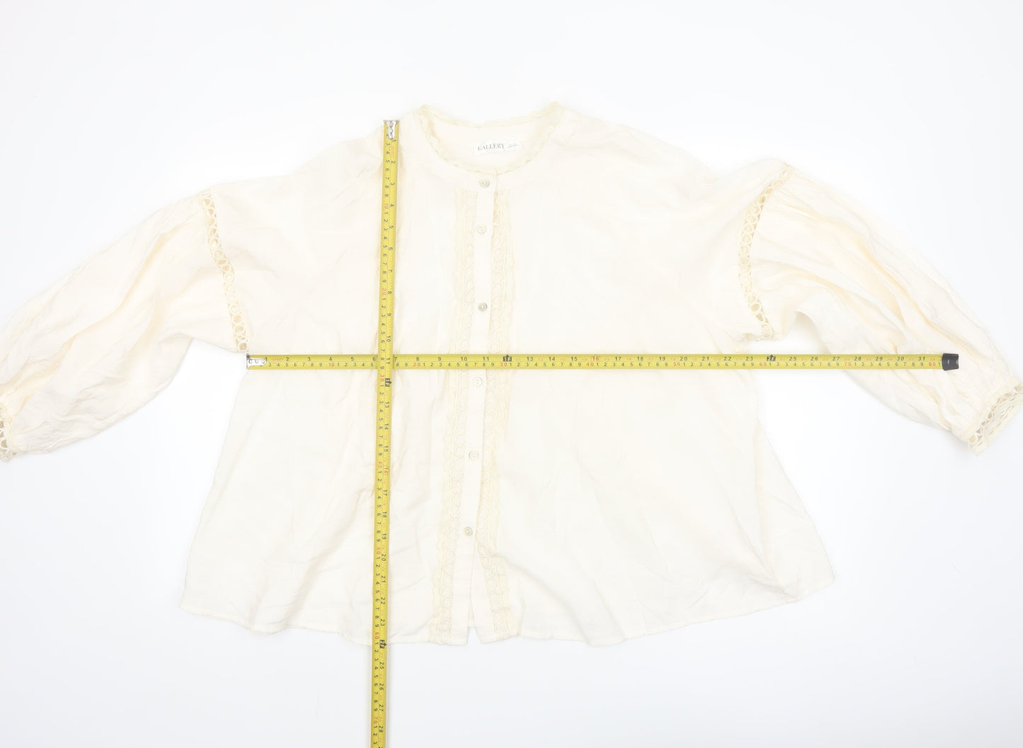 Gallery Women’s Ivory Bohemian Button Blouse XL Relaxed Fit