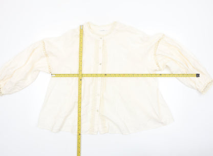 Gallery Women’s Ivory Bohemian Button Blouse XL Relaxed Fit
