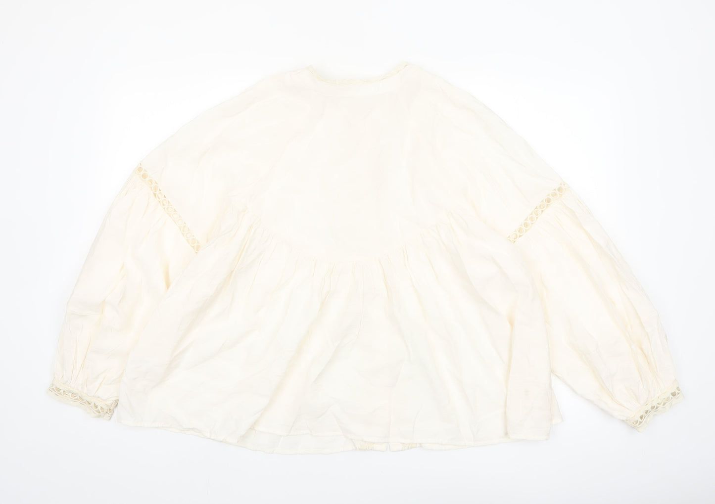 Gallery Women’s Ivory Bohemian Button Blouse XL Relaxed Fit