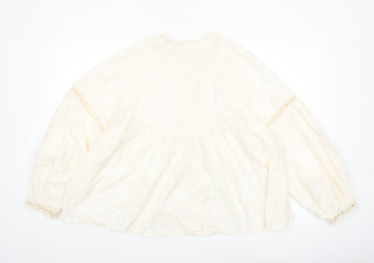Gallery Women’s Ivory Bohemian Button Blouse XL Relaxed Fit