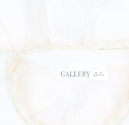 Gallery Women’s Ivory Bohemian Button Blouse XL Relaxed Fit