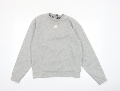 Adidas Women Grey Small Crew Neck Pullover Sweatshirt