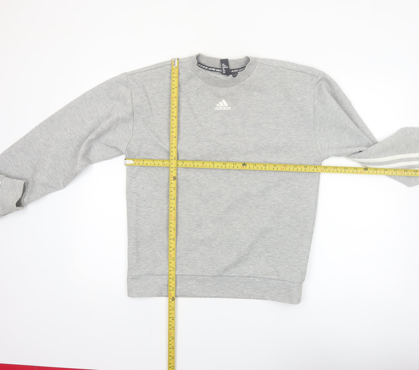 Adidas Women Grey Small Crew Neck Pullover Sweatshirt