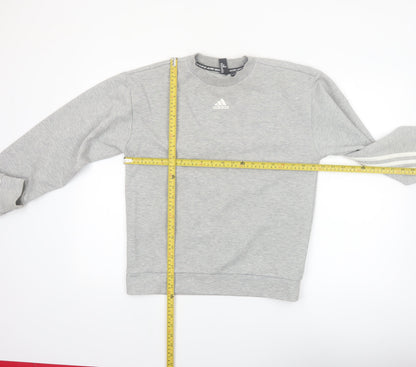 Adidas Women Grey Small Crew Neck Pullover Sweatshirt