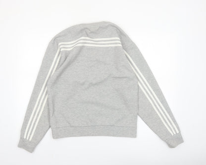 Adidas Women Grey Small Crew Neck Pullover Sweatshirt