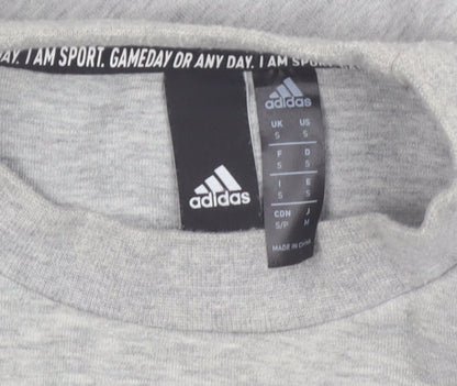 Adidas Women Grey Small Crew Neck Pullover Sweatshirt