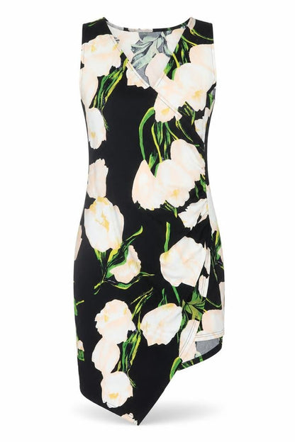 AX Paris Women’s Black Floral Bodycon Asymmetric Dress Size 14