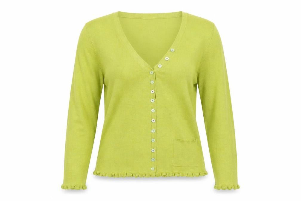 Whistles Women’s Green Cotton Blend V-Neck Button Cardigan Size 8