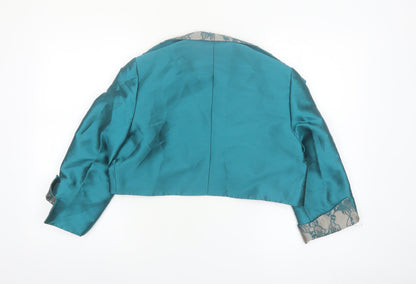 Mireia Women's Teal Lace Cropped Suit Jacket UK 14 Satin Bolero Evening Wear